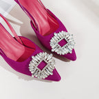 Damen Slingback-Mules mit eleganter Strass-Applikation und niedrigem Absatz R&B