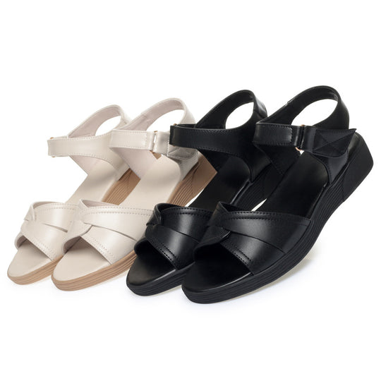 Damen Komfortable Riemchen-Sandalen mit verstellbarem Verschluss und eleganter Schleife R&B