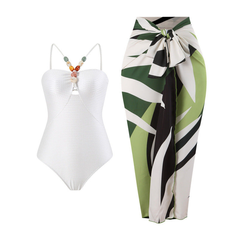 Damen Bandeau-Badeanzug mit asymmetrischem Rock R&B