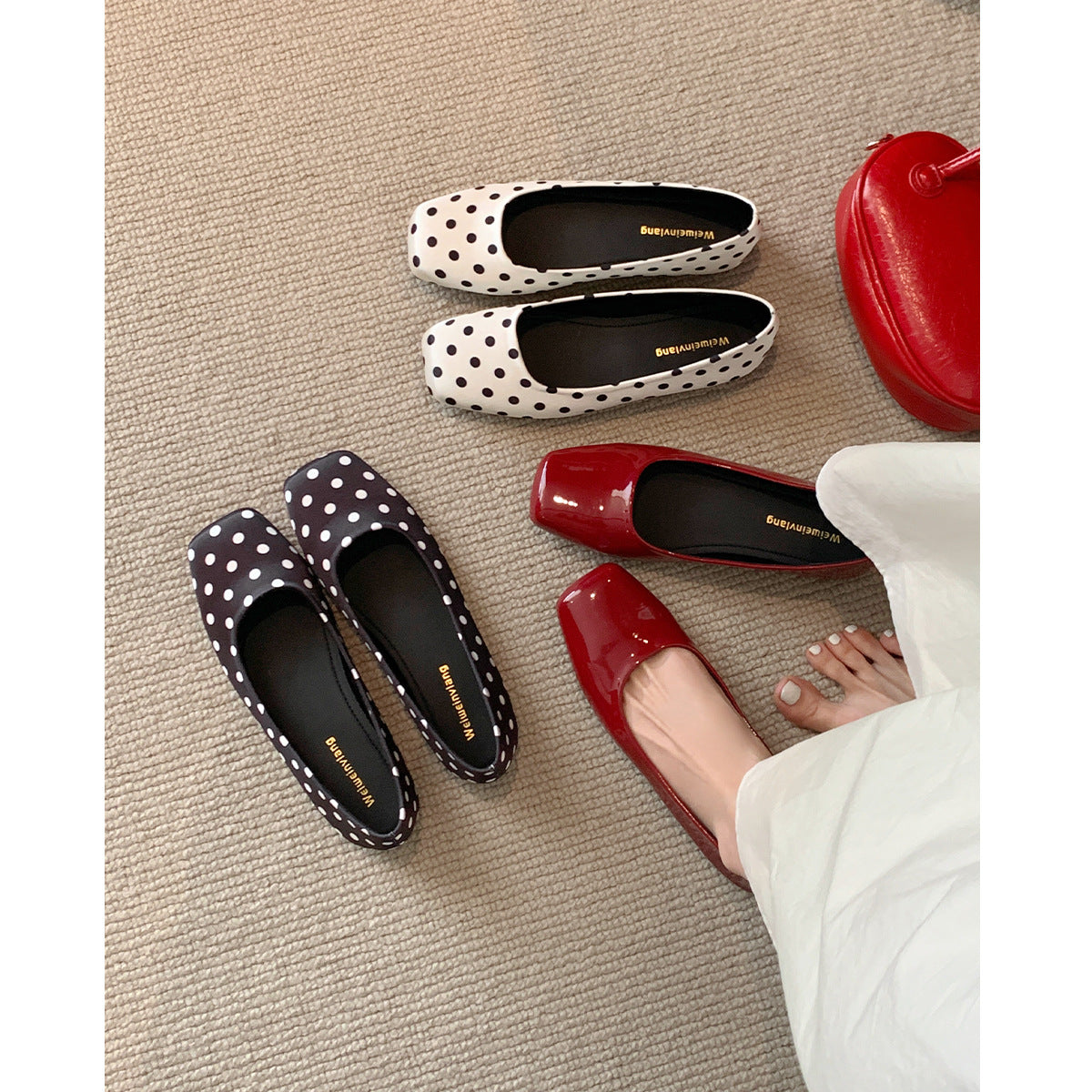 Damen Ballerinas mit verspieltem Punktedesign und bequemem Fußbett