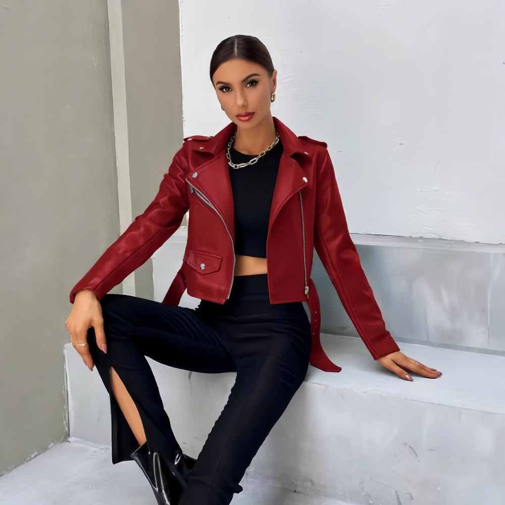 Damen cropped Bikerjacke R&B
