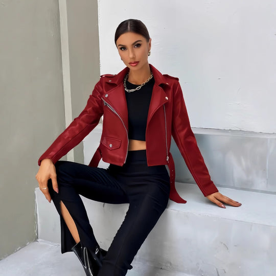 Damen cropped Bikerjacke R&B