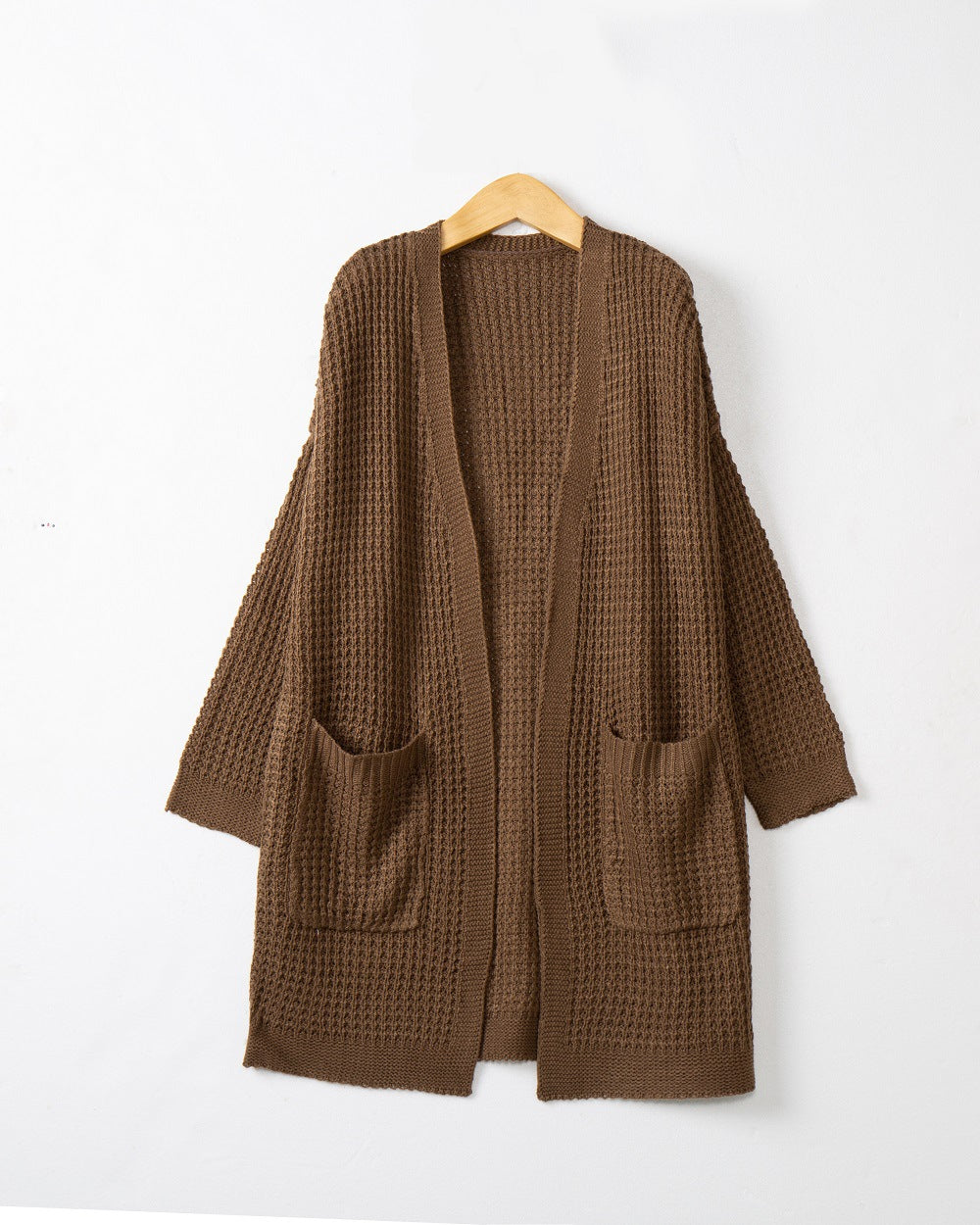 Damen lässiger Strickcardigan mit Taschen und offenem Schnitt R&B