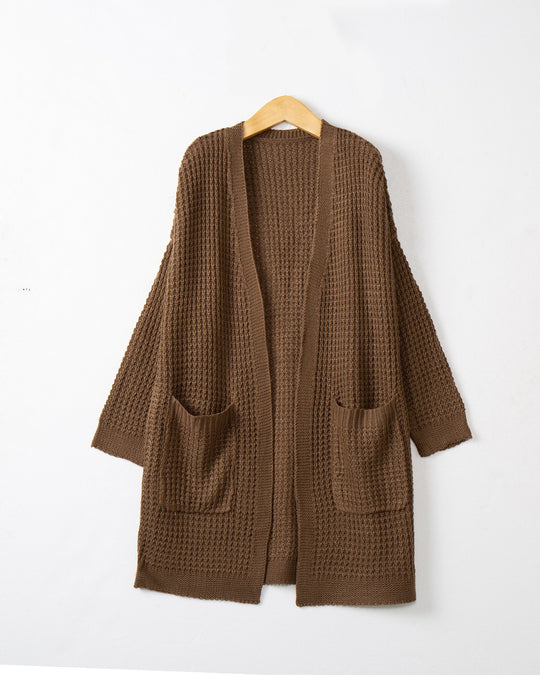 Damen lässiger Strickcardigan mit Taschen und offenem Schnitt R&B