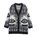 Damen Gemusterter Langarm-Cardigan mit Knopfleiste R&B