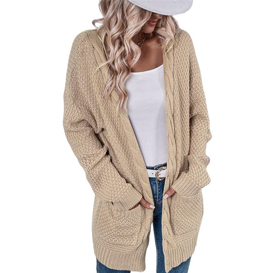 Damen Großer Strickcardigan mit aufwendigem Maschenmuster und praktischen Taschen R&B
