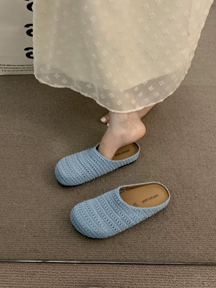 Damen bequeme Slipper aus atmungsaktivem Textilmaterial R&B