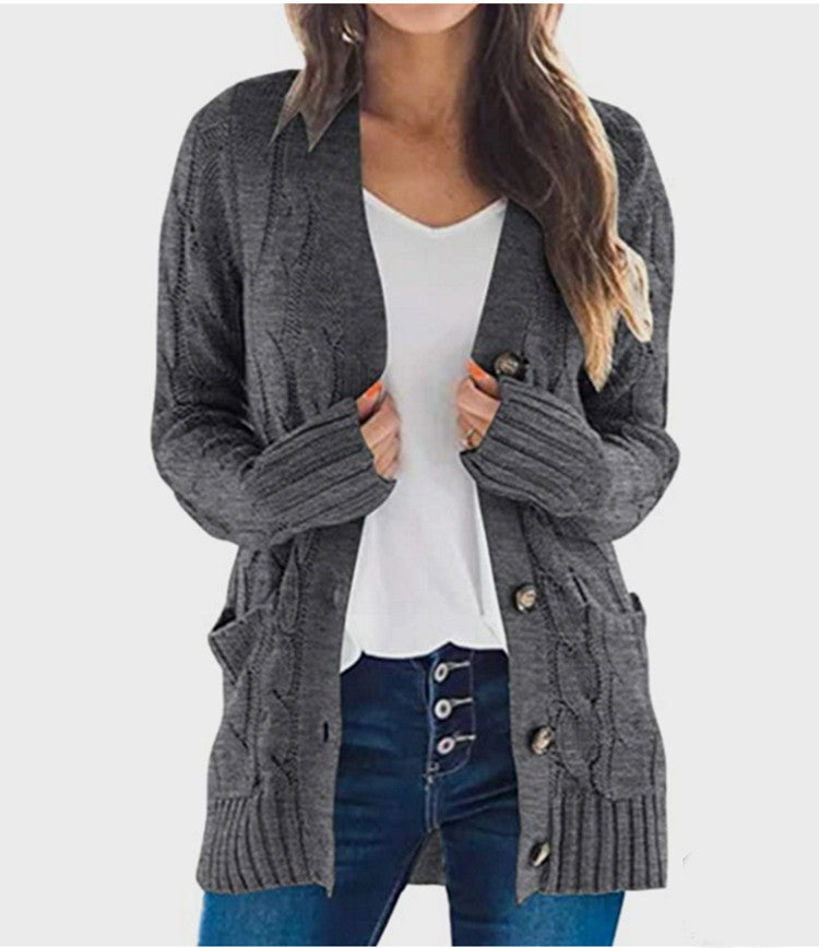 Damen Strickjacke mit dekorativen Zopfmuster und praktischen Taschen R&B