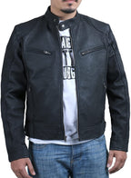 Herren Biker-Lederjacke mit Zipperdetails