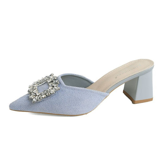 Damen elegante Mules mit funkelndem Schmuckdetail R&B