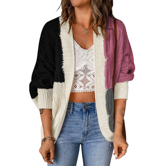 Damen Grobstrickjacke mit buntem Muster und lässiger Passform R&B