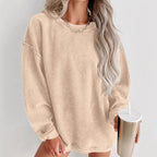 Damen lässiger Sweatshirt mit feiner Rippstruktur und komfortablem Schnitt R&B