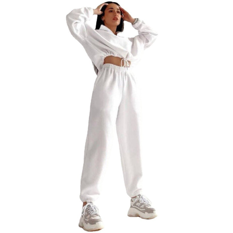 Damen Fleece-Jogginganzug mit kurzem Reißverschluss und lässigem Schnitt R&B