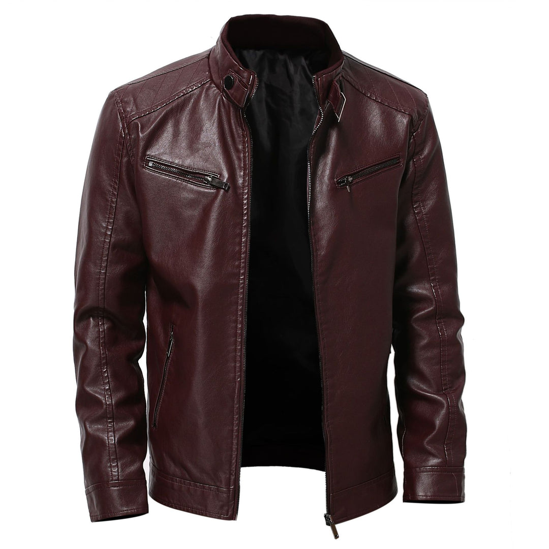 Herren stylische Motorradjacke mit asymmetrischem Reißverschluss und hochwertigen Details R&B