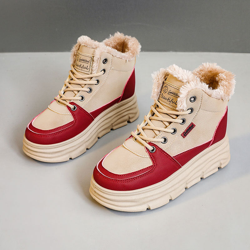 Damen Winter Sneaker mit flauschigem Innenfutter und modischer Plateau-Sohle R&B