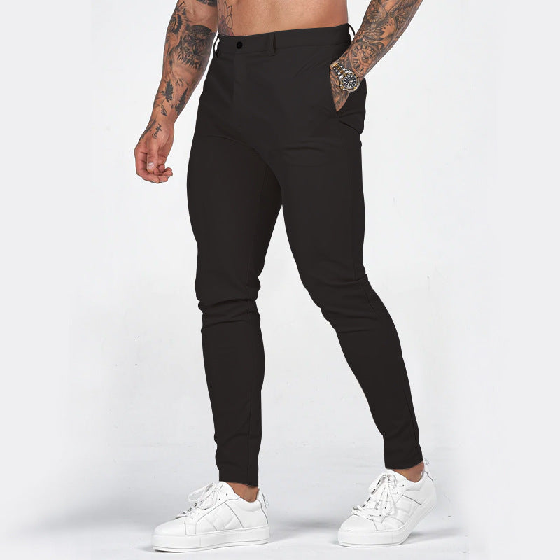 Herren elegante Slim-Fit Chinohose mit elastischem Bund und praktischen Taschen R&B