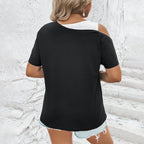 Damen lässiges Oberteil mit Cut-Out und asymmetrischem Schnitt R&B