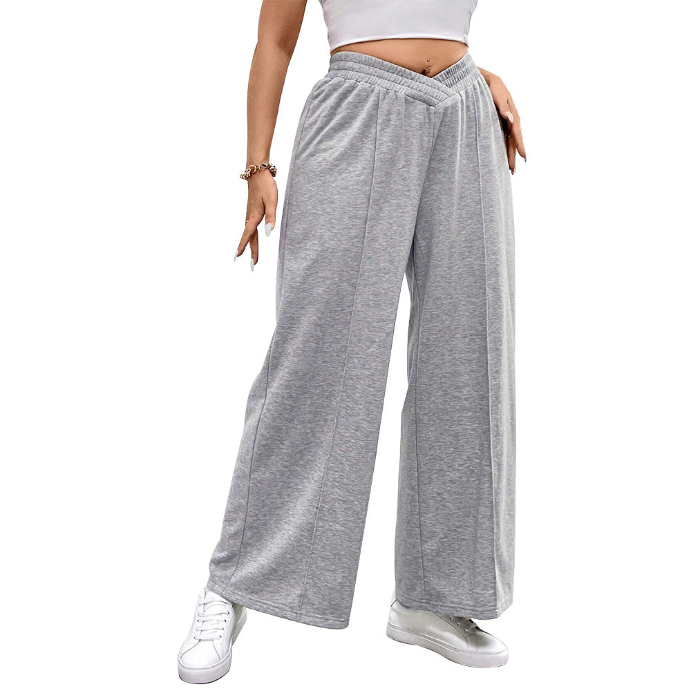 Damen weit geschnittene Freizeithose mit elastischem Bund und Cross-Over-Design R&B