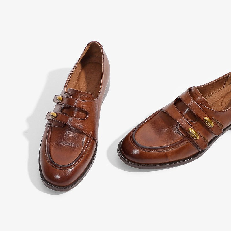 Damen elegante Mokassins mit modischen Zierknöpfen R&B