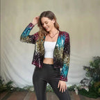 Damen Glitzernde Paillettenjacke mit modischem Schnitt R&B
