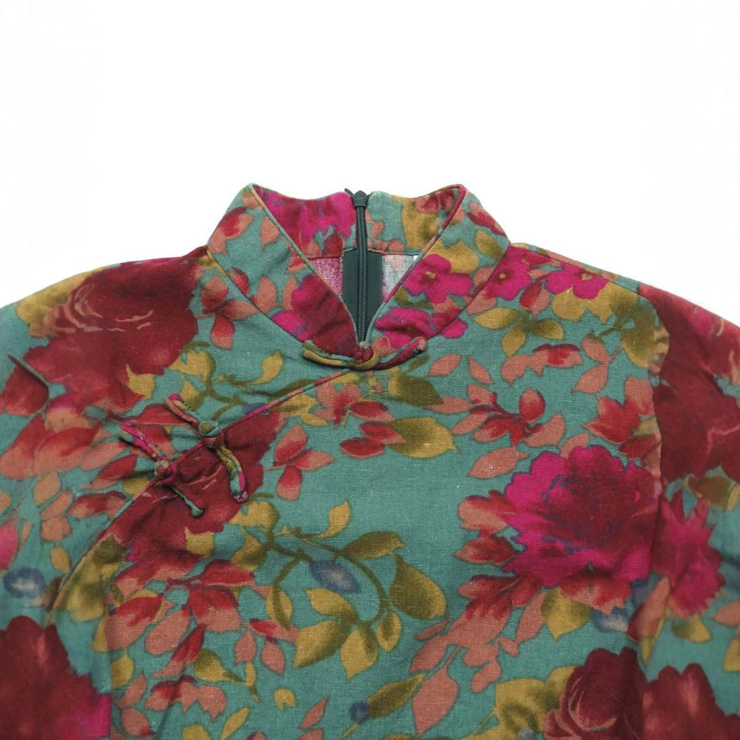 Damen Blumiges Oberteil mit Stehkragen R&B