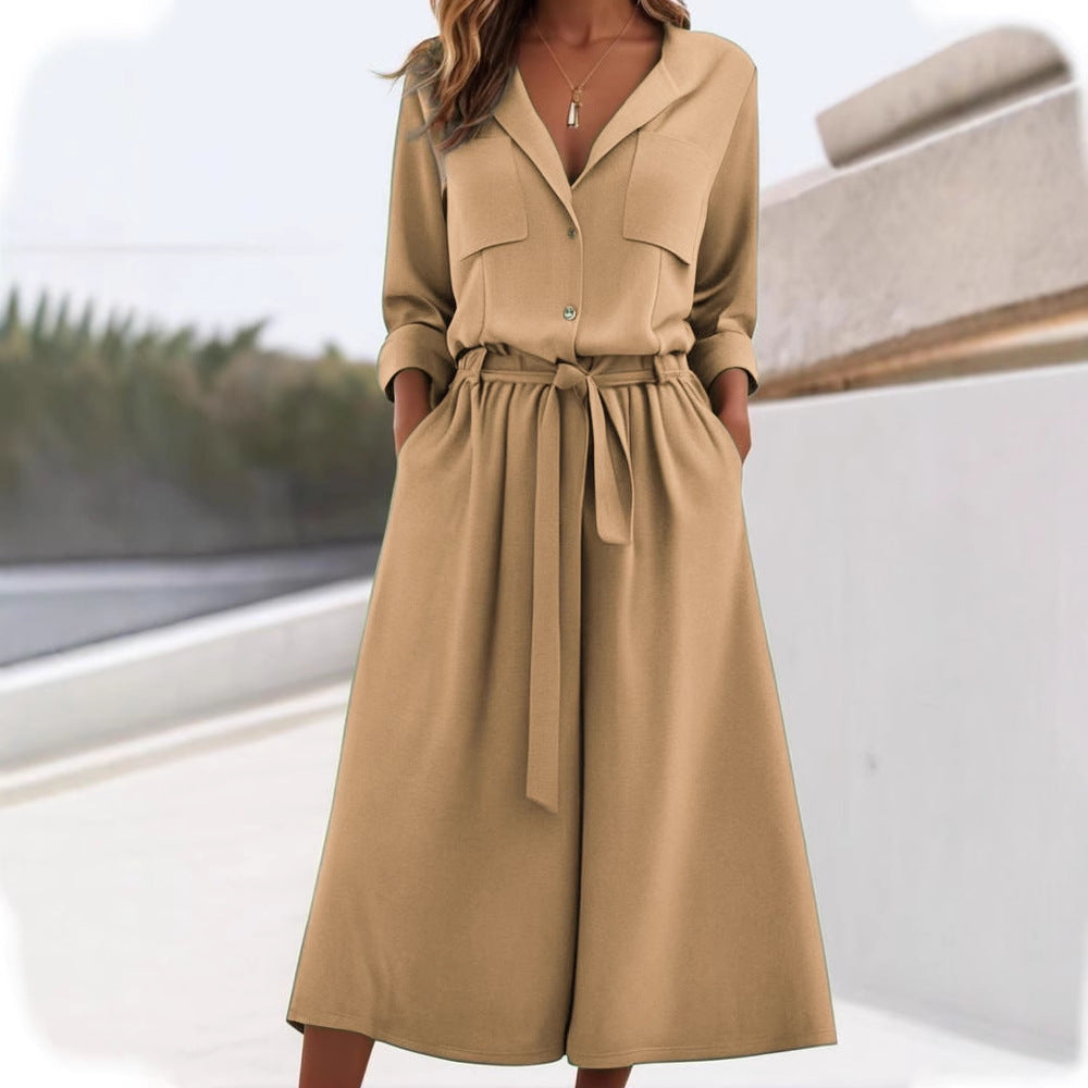 Damen lässiges Leinen-Hemd und Hose Set R&B