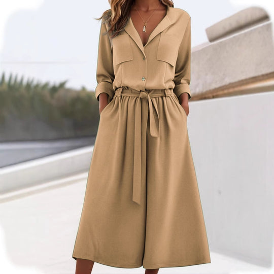 Damen lässiges Leinen-Hemd und Hose Set R&B