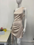 Damen Elegantes Ein-Schulter Kleid mit fließendem Schnitt und asymmetrischem Saum R&B
