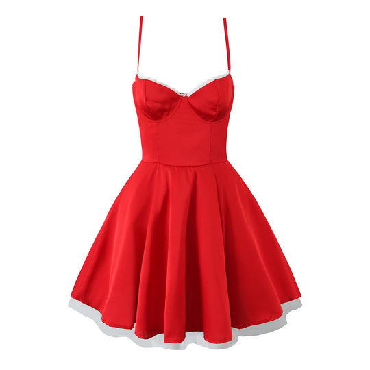 Damen romantisches Spitzenkleid mit trägerlosem Design R&B