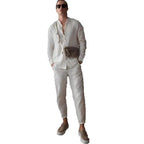 Herren lässige Langarmbluse mit strukturiertem Design R&B