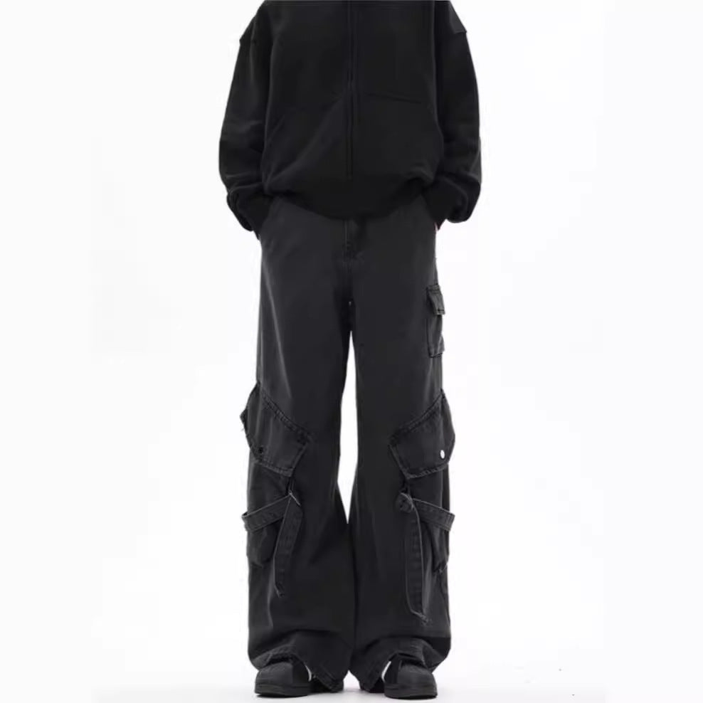 Damen Weite Cargo-Hose mit tiefem Schritt und praktischen Seitentaschen R&B