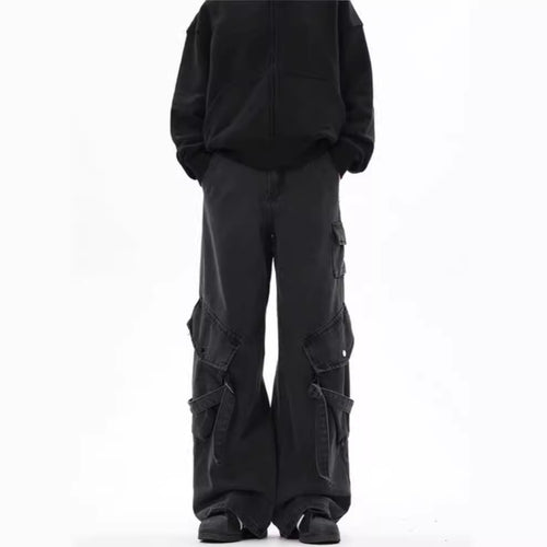 Damen Weite Cargo-Hose mit tiefem Schritt und praktischen Seitentaschen R&B