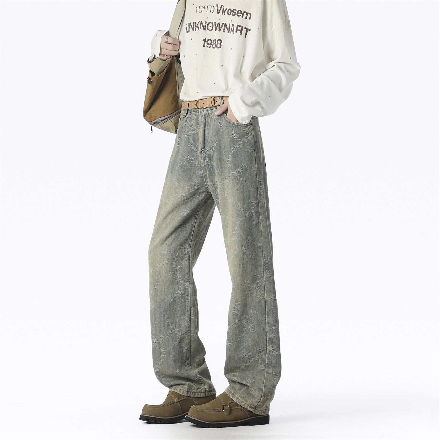 Herren Weite Jeans mit einzigartigem Muster und hohem Tragekomfort R&B