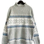 Damen Strickpullover mit geometrischem Muster und hohem Kragen R&B