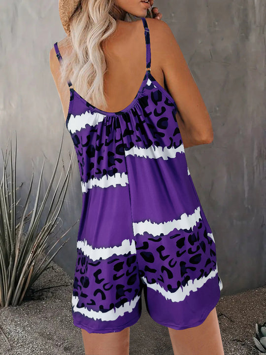 Damen luftiger Overall mit Spaghettiträgern und modischem Tierdesign R&B