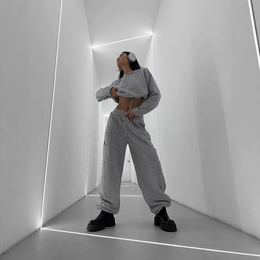 Damen lässiges Sweatshirt mit elastischem Tunnelzug R&B