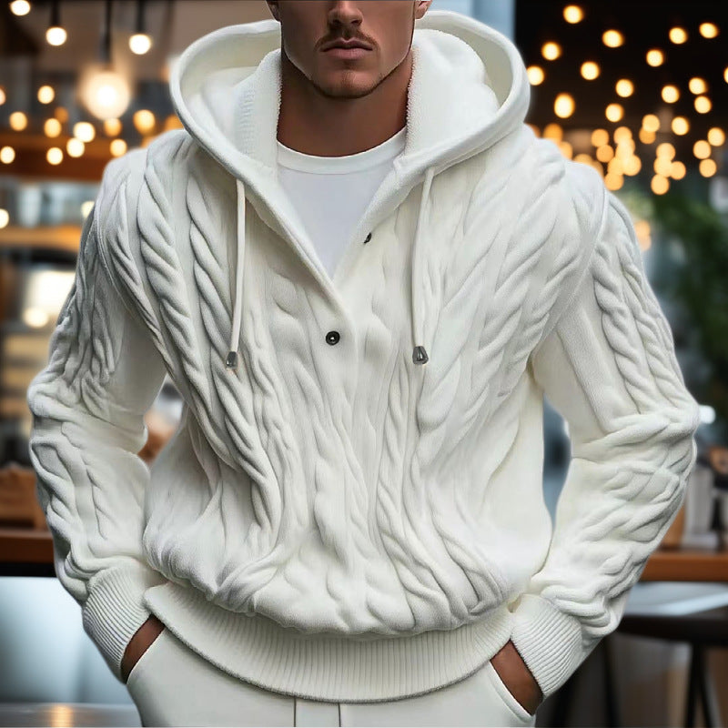 Herren gemütlicher Strickpullover mit Kapuze R&B