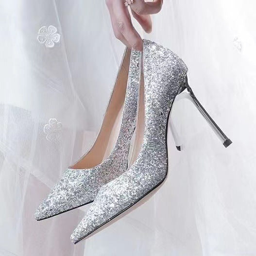 Damen Glitzernde High-Heel Pumps mit elegantem spitzen Design R&B