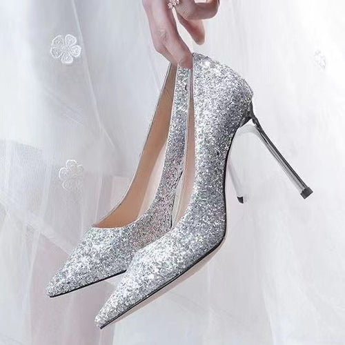 Damen Glitzernde High-Heel Pumps mit elegantem spitzen Design R&B