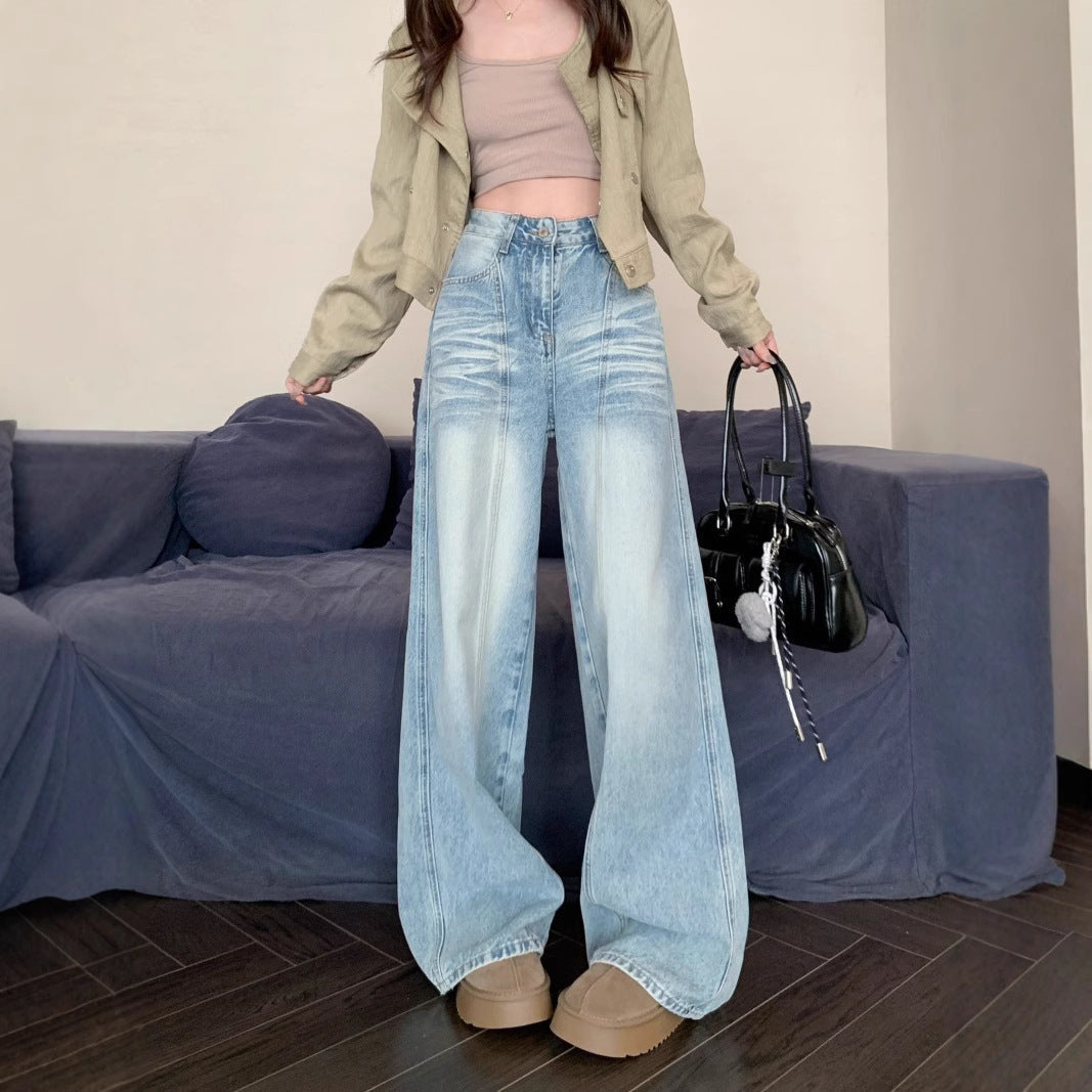 Damen Weite High-Waist Jeans im modernen Distressed-Design R&B