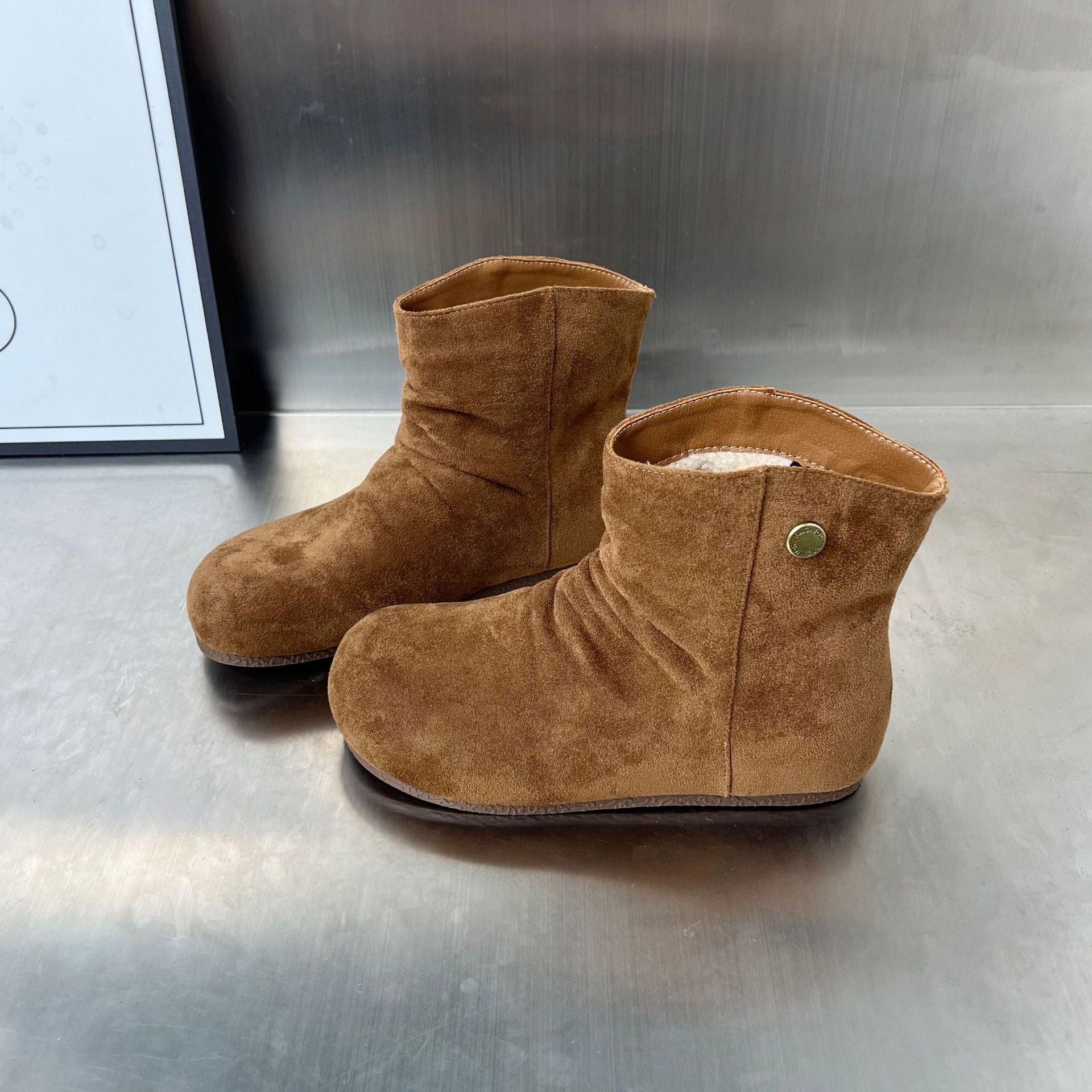 Damen kuschelige Wildleder-Stiefel mit flexiblem Knöchelbereich und rutschfester Sohle R&B