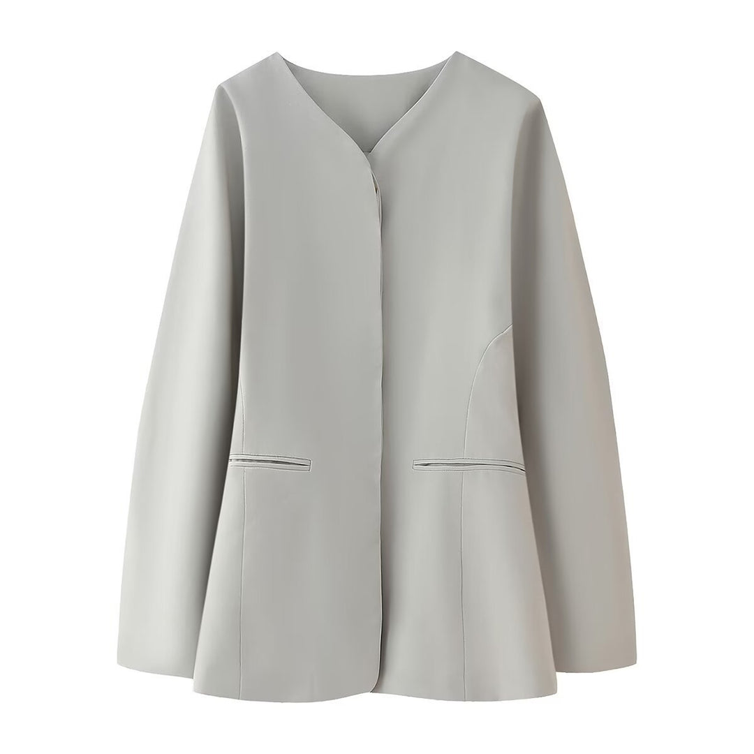Damen modische Jacke mit minimalistischer Schnittführung und seitlichen Taschen R&B