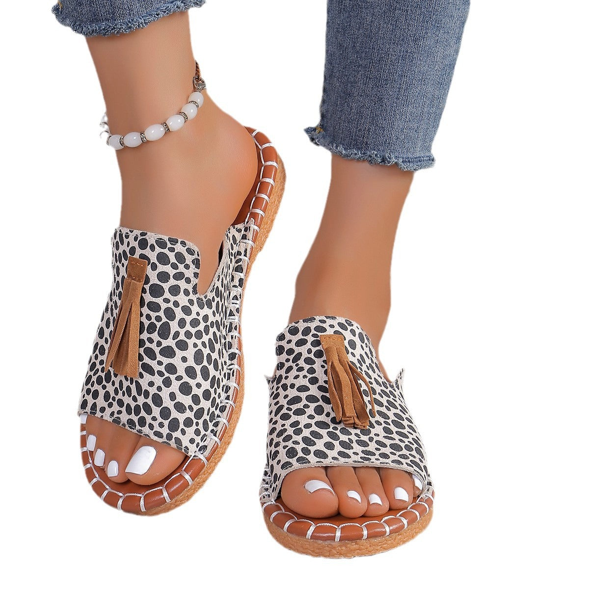 Damen Offene Freizeit-Sandalen mit modischem Quasten-Detail und rutschfester Sohle R&B
