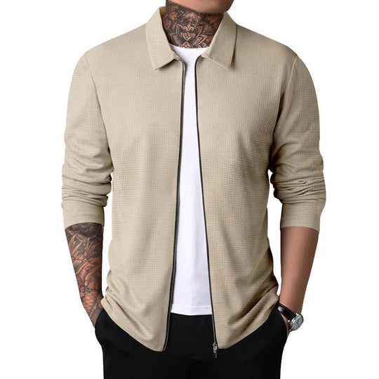 Herren Freizeitjacke mit durchgehendem Reißverschluss und strukturiertem Gewebe R&B