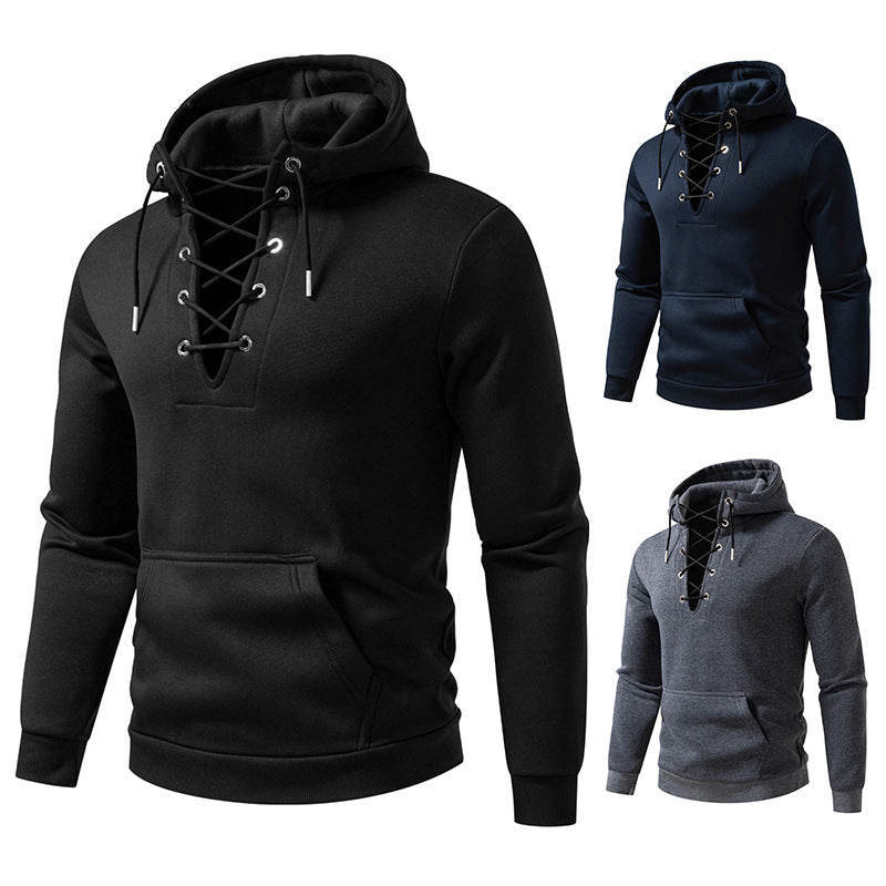 Herren Kapuzenpullover mit modischem Schnürdesign R&B