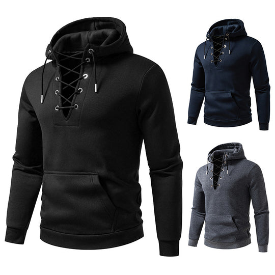 Herren Kapuzenpullover mit modischem Schnürdesign R&B