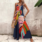 Damen Sommerliches Maxikleid mit buntem Blattdruck R&B