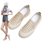 Damen modische Slip-On Sneakers mit Karomuster und flexiblem Fußbett R&B