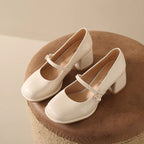 Damen Mary Jane Pumps mit Blockabsatz und Schmuckdetail R&B