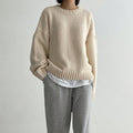 R&B | Pullover - Damen Herbst Oversized Rundhals Strickpullover